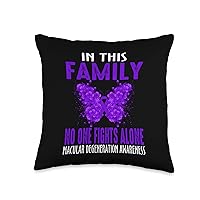 In This Family No One Fight Alone Macular Degeneration Throw Pillow, 16x16, Multicolor