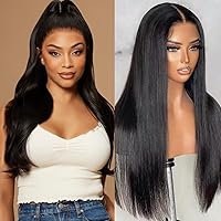 UNICE Silk Straight Pre Everything Frontal Wig 13x4 Ear to Ear Pre Cut Lace Front Wigs Human Hair Bleached Invisible Knots Put on and Go Glueless Wig Human Hair Pre Plucked 26 inch