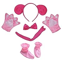 Petitebella Hot Pink Sheep Headband Bowtie Tail Glove Shoes 5pc Children Costume (One Size)