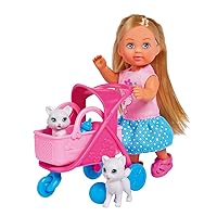 Simba 105733348 Evi Love Cat Buggy with Two Cats in Cat Buggy Removable Bag Accessories Dressing Doll 12 cm for Children from 3 Years