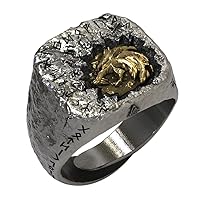 Norse Wolf Head Fenrir Ring for Men Women Retro 925 Sterling Silver Rune Ring Runic Viking Animal Jewelry Open Adjustable