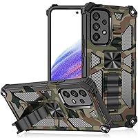 Case for Galaxy A52,Camouflage Military Car Holder Protection [Built-in Kickstand] Magnetic Heavy Duty TPU+PC Shockproof Phone Case for Samsung Galaxy A52 4G/5G/A52S 5G (Army)