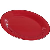 Carlisle FoodService Products Sierrus Melamine Serving Platter Oval Serving Tray, Dishwasher Safe for Entertaining, 12 X 9 Inches, Red