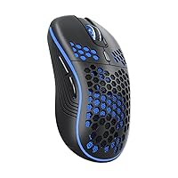 Wireless Mouse with Honeycomb Shell,2.4GHz Rechargeable Wireless Mouse RGB Wireless Mouse for PC, Laptop, Computer (Black)