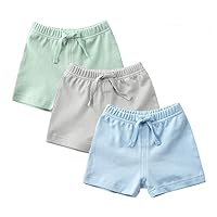 Teach Leanbh Unisex-Baby 3-Pack Cotton Soild Color Short with Drawstring 3-24 Months
