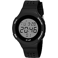 findtime Unsix Digital Sports Watch with Alarm Calendar Stopwatch LED 12/24 Hour Display 5ATM Waterproof Watch for Men Women Teenagers, black, Strap.