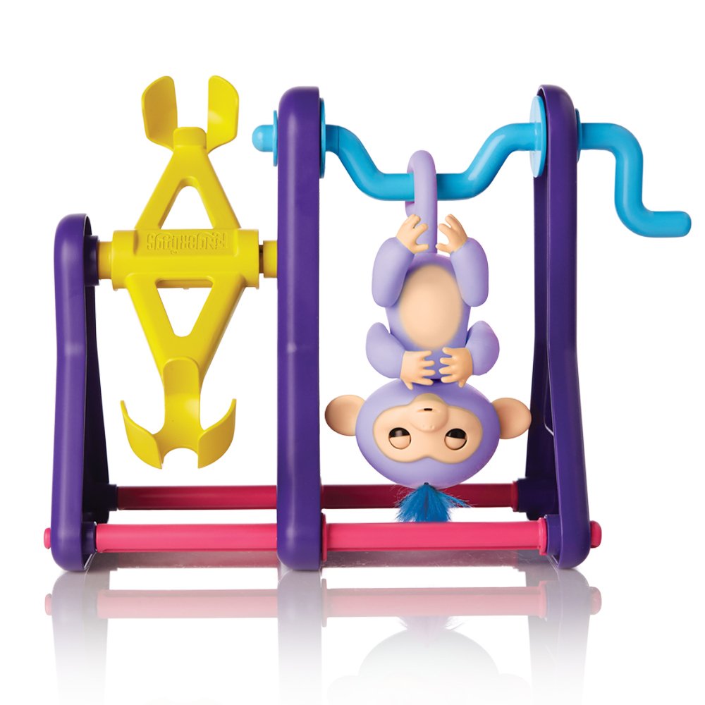 WowWee Fingerlings Playset – See-Saw with 2 Baby Monkey Toys, “Willy” (Blue) and “Milly” (Purple)