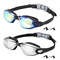 Kids Swim Goggles,2 Pack Anti-Fog Leak Proof Kids Swimming Goggles,Anti-UV Clear Vision Glasses for Children Age 3-14