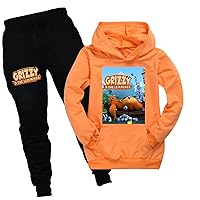 Boys Girls Casual Hooded Clothes Outfits Grizzy and The Lemmings Tracksuits Comfy Loose Fit Sweatshirts with Pocket