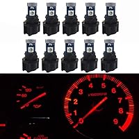 WLJH 10 Pack Red Canbus T5 Led Bulb 2721 37 74 Wedge Lamp PC74 Twist Sockets Dash Dashboard Lights Instrument Panel Cluster Leds Replacement