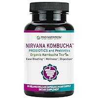 Trio Nutrition Nirvana Kombucha | Billions of Multi-Strain Probiotics, Prebiotic & Organic Kombucha Tea | Detox & Cleanse | Eases Bloating, Digestive & Immune Support | Supports PH Balance*