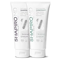 Hair Loss Shampoo and Conditioner | DHT Fighting Vegan Formula for Thinning Hair Developed by Dermatologists | Experience Healthier, Fuller & Thicker Looking Hair – Shapiro MD | 1-Month Supply