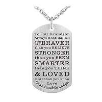 Grandson Gifts from Grandma Grandpa,My Grandson Gifts Necklace Dog Tag Birthday Graduation Gifts for Boys