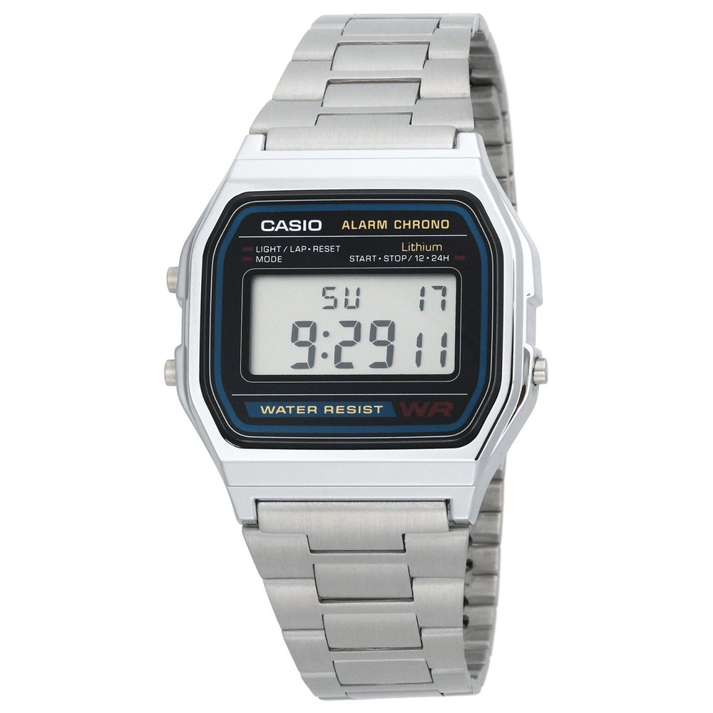Casio Men's Classic Digital Stainless Steel Bracelet Watch, with Alarm and Stopwatch, and Auto Calender Features, with a Adjustable Clasp Lock, Water Resistant