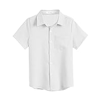 COOFANDY Men Boys Linen Shirts Short Sleeve Button Down Shirts Hawaiian Tropical Shirts