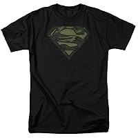 Superman Camo Logo Distressed Adult T-Shirt in Black