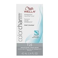 WELLA Color Charm Hair Toner, Neutralize Brass With Liquifuse Technology, T28 Natural Blonde, 1.4 oz