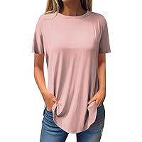 Short Sleeve T Shirts,Women's Fashion Casual Round Neck Floral Printed Short Sleeve Pullover T-Shirt Top Basic Shirts