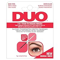 DUO Adhesives 2-in-1 Brush On Clear & Dark Adhesive, Dual-Ended Two Color Choice False Eyelash Adhesive Solution for Strip Lashes, 0.18 oz 1-Pack