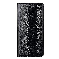 Genuine Leather Case for Samsung Galaxy S22/S22 Plus/S22 Ultra,Classic Crocodile Phone Case Book Folio Wallet Card Slots and Kickstand Magnetic Protection Cover,Black,S22 6.1''