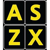 English US Large Letters Black - Yellow Letters Keyboard Stickers