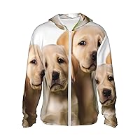 Funny Labrador Puppy Dog Print Sun Protection Hoodie Jacket Full Zip Long Sleeve Sun Shirt With Pockets For Outdoor