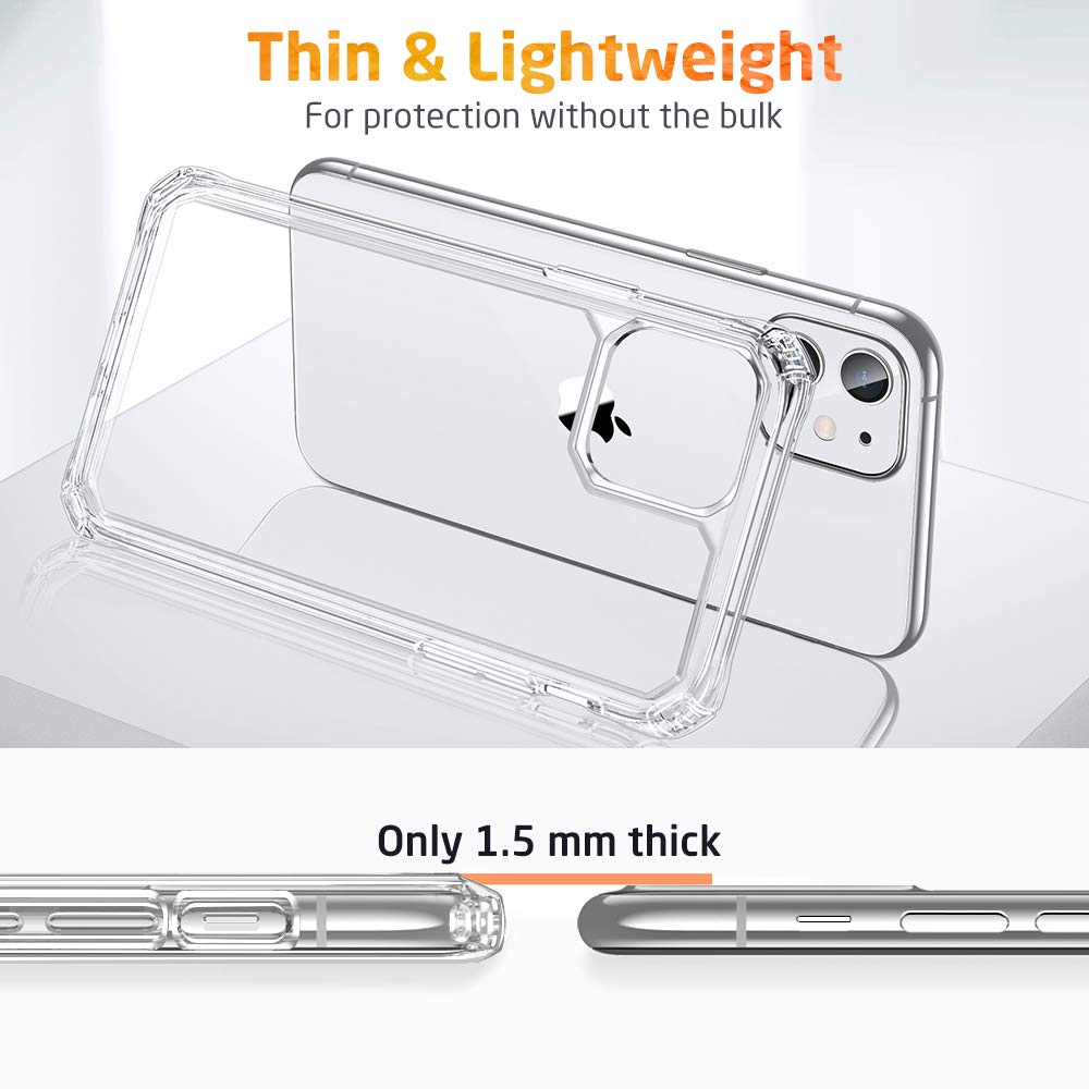 ESR for iPhone 11 Phone Case, iPhone 11 Case Clear, Military-Grade Protection, Shock-Absorbing Corners, Scratch- and Yellowing-Resistant Hard Back, Phone Case for iPhone 11, Air Armor Case, Clear
