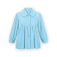 Collections Etc Women's Soft Fleece Full-Button Front Bed Jacket with Pockets Light Blue Small