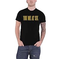 Men's Yellow Text Slim Fit T-Shirt Large Black