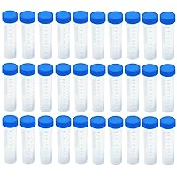 Eowpower 30pcs 50ml Plastic Vial Storage Container Test Tubes for Laboratory Lab