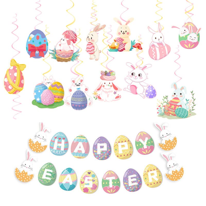 Mua 39PCS Easter Party Decorative Pendant Bunny Eggs Hanging Party ...
