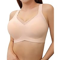 Seamless Mesh Lace Bras for Women No Underwire Wireless Bras with Support and Lift Full Coverage Deep V Bralettes