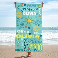 Personalized Beach Towels for Women Girl Custom Travel Beach Pool and Bath Towels with Name for Adults Toddler Baby Boys Girls