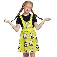 PattyCandy Gradient Happy Birthday Panda Cartoon Tribal Kids Short Sleeve Dress/Overall Dress, Size:2-16