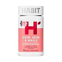 Habit Hair, Skin & Nails Supplement (60 Capsules) - New Look, Supports Skin Hydration, Hair & Nail Strength, Biotin 2000mcg, Vitamin A & C, Hyaluronic Acid, Rosehip, Vegan, Non-GMO (1 Pack)