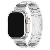 LDFAS Compatible for Apple Watch Ultra 2 Band 49mm Titanium Metal[Super Scratch Resistant] Men Watch Strap Compatible for Apple Watch Series 9/8 45mm Band