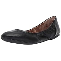 Amazon Essentials Women's Belice Ballet Flat, Black Faux Leather, 10.5 Wide
