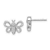 10MM Sparkling Honey Bee Stud Earrings For Women's Girls Round D/VVS1 Diamond 925 Sterling Silver (Push Back)
