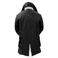 Mens Bane Costume Coat Adult B3 White Fur Shearling Dark Knight Brown Trench Leather Pea Jacket