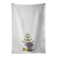 BB1603WTKT Christmas Tree and Weimaraner White Kitchen Towel Set of 2 Dish Towels Decorative Bathroom Hand Towel for Hand, Face, Hair, Yoga, Tea, Dishcloth, 19 X 25, White