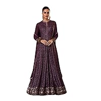 Purple Indian Georgette Heavy sequin styled Long anarkali wedding dress 7537