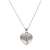 jewellerybox 9ct White Gold Heart Locket with Diamond Necklace 16-20 Inch