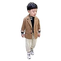 Boys' Suit Two Pieces Notch Lapel Two Buttons Tuxedos Houndstooth Jacket with Pants