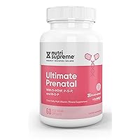 Nutri Supreme Prenatal Vitamin, Prenatal Vitamins Supplement for Women with Highly Absorbable Methyl Folate, One Per Day Prenatal Multivitamin with Iron, Kosher, Capsules, 60 Count