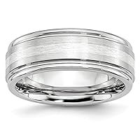 Cobalt Chromium 925 Sterling Silver Polished Engravable Rounded Edge Inlay Satin Polish 8mm Band Ring Jewelry Gifts for Women - Ring Size Options: 10 10.5 11 11.5 12 12.5 13 7 7.5 8 8.5 9 9.5