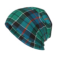 Unisex Beanie Hat Scottish Clan Lindsay Lindsey Tartan Warm Slouchy Knit Hat Headwear Gift for Adult