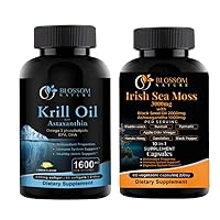 Antarctic Krill Oil 1600mg with Astaxanthin and Irish Seea Moss 3000mg with Black Seed Oil and Ashwagandha