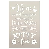Home - Kitty Feet Stencil by StudioR12 | DIY Cat Lover Pawprint Whisker Decor Gift | Craft & Paint Wood Sign | Reusable Mylar Template | Select Size (6 inches x 9 inches)
