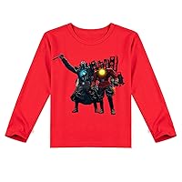 Children Skibidi Toilet Lightweight Shirts-Basic Long Sleeve Tees-Graphic Round Neck Tops for 2-14 Yeas