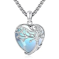 Eusense Moonstone Necklace/Moon Pendant/Tree of Life Necklace/Heart Pendant Necklace/Water Drop Pendant 925 Sterling Silver Pendant Jewelry Gifts for Women Ladies Girls
